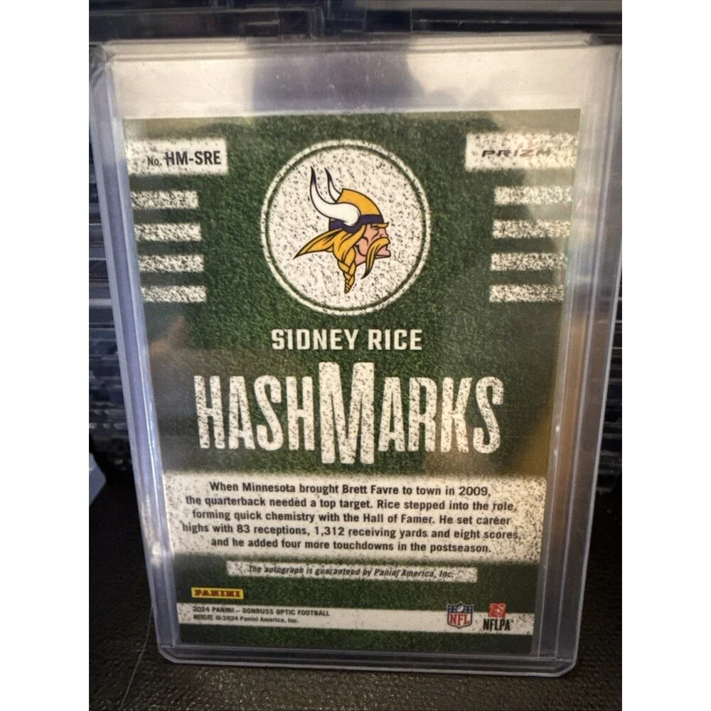 2024 Optic Sidney Rice Hash Marks Auto Prizm  #HM-SRE Vikings